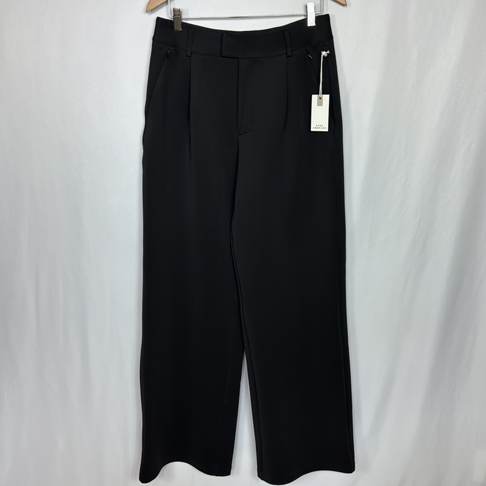 Good American Luxe Suiting Column Wide Leg Trousers Pants‎ Size 10/30 Black - Picture 6 of 16